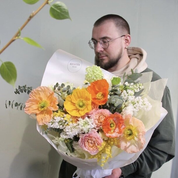 Маки, сирень, мимоза, артикул F1173672 - 27672 рублей, доставка по городу. Flawery - доставка цветов