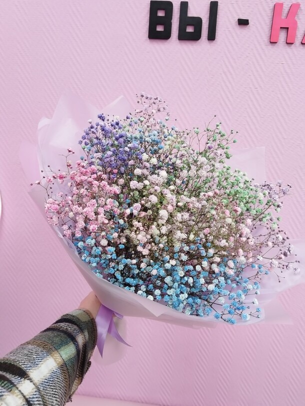 Букет из цветной гипсофилы, артикул F1534853 - 2800 рублей, доставка по городу. Flawery - доставка цветов