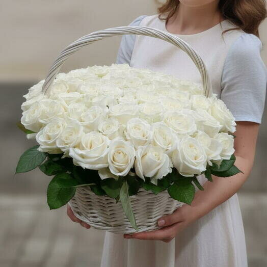 101 роза в корзине, артикул F1527873 - 22726 рублей, доставка по городу. Flawery - доставка цветов