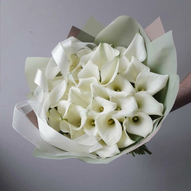 Букет из белых и лимонных калл (29 калл)😍, артикул F1149937 - 39943 рублей, доставка по городу. Flawery - доставка цветов