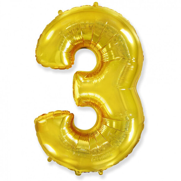 Шар цифра "3" золото, артикул F1328300 - 1950 рублей, доставка по городу. Flawery - доставка цветов