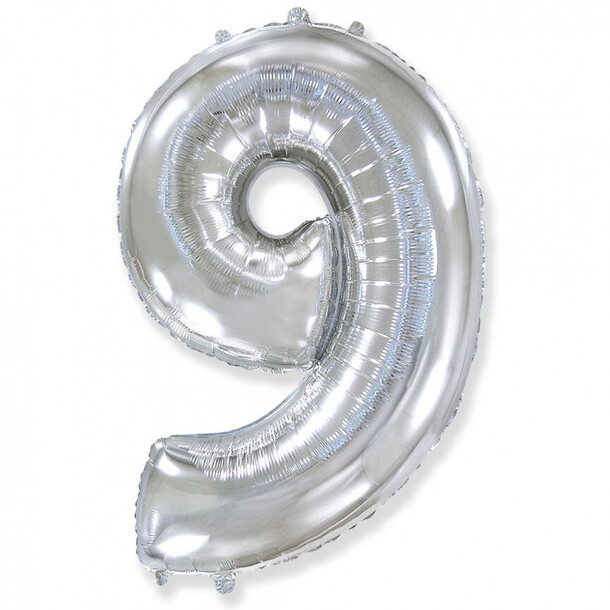 Шар цифра "9" серебро, артикул F1328315 - 1300 рублей, доставка по городу. Flawery - доставка цветов
