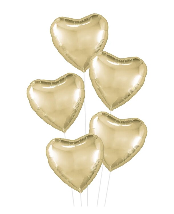 Набор шаров пять сердец золото, артикул F1329557 - 3300 рублей, доставка по городу. Flawery - доставка цветов