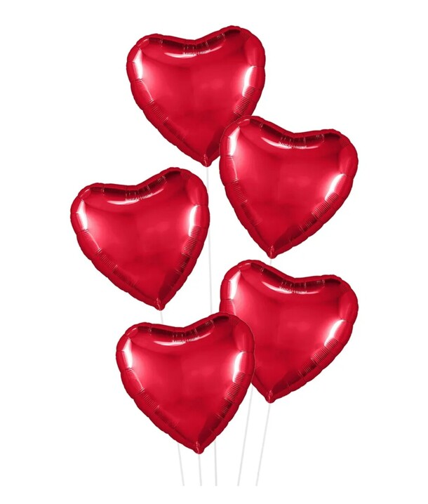 Набор шаров пять сердец красные, артикул F1329558 - 2920 рублей, доставка по городу. Flawery - доставка цветов
