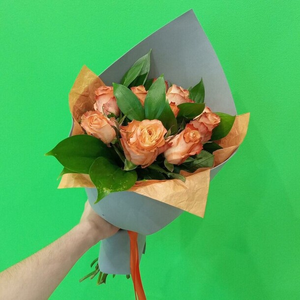 Букет роз "оранж", артикул F1071513 - 4350 рублей, доставка по городу. Flawery - доставка цветов