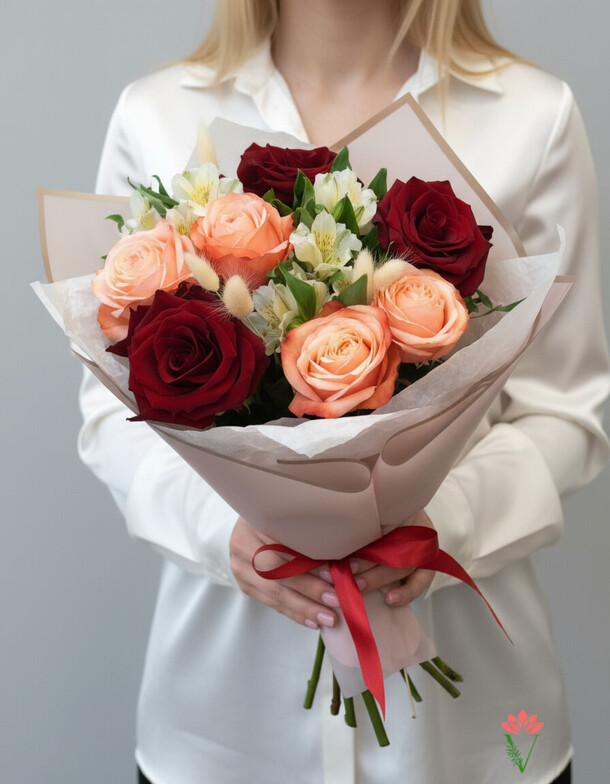 Букет с пионовидными розами "искренние чувства", артикул F116282 - 8400 рублей, доставка по городу. Flawery - доставка цветов