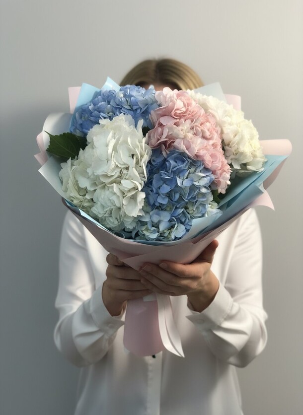 Букет гортензий облака, артикул F1257789 - 5600 рублей, доставка по городу. Flawery - доставка цветов