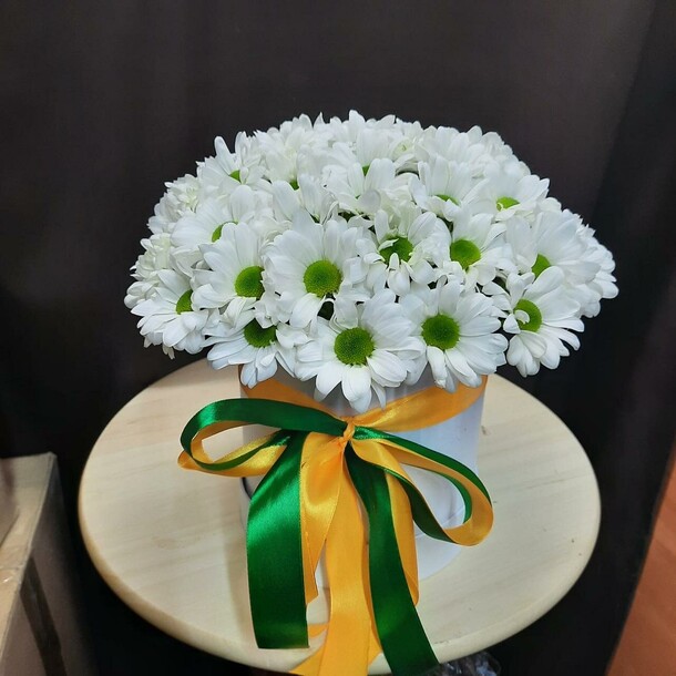 Хризантема в коробке, артикул F1092358 - 5227 рублей, доставка по городу. Flawery - доставка цветов