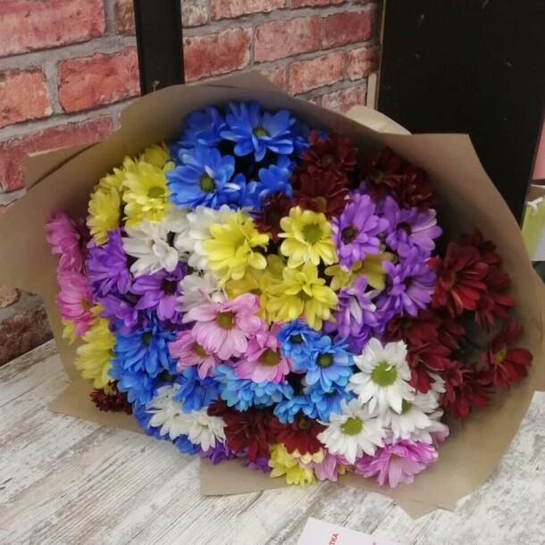 Моно букет кустовых хризантем бакарди 19 шт «классика времён», артикул F1379932 - 8200 рублей, доставка по городу. Flawery - доставка цветов