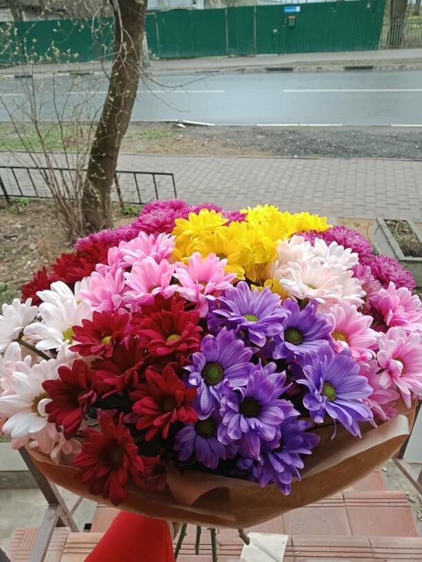 Букет кустовых хризантем «микс 11», артикул F78607 - 3650 рублей, доставка по городу. Flawery - доставка цветов