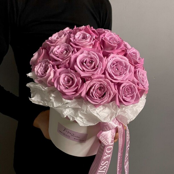 25 розовых роз в коробке размер l, артикул F1168942 - 6685 рублей, доставка по городу. Flawery - доставка цветов