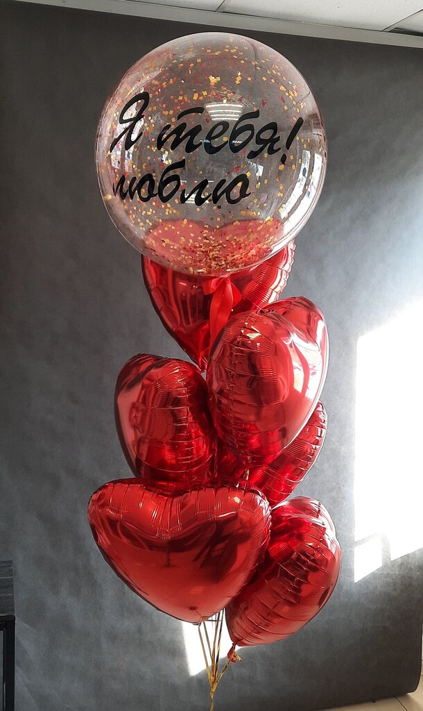 Шары сердце и баблс, артикул F1490103 - 4890 рублей, доставка по городу. Flawery - доставка цветов
