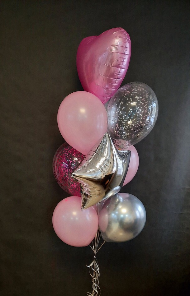 Шары розовые с серебром, артикул F1490111 - 2900 рублей, доставка по городу. Flawery - доставка цветов