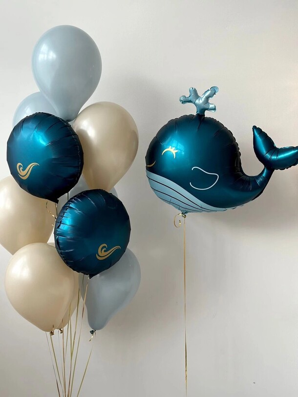 Сет из шаров для мальчика "китенок", артикул F1381831 - 3590 рублей, доставка по городу. Flawery - доставка цветов