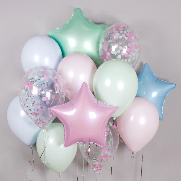 Набор шаров «пастель», 13шт, артикул F1382275 - 3890 рублей, доставка по городу. Flawery - доставка цветов