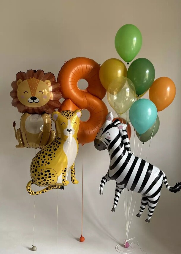 Набор шаров "сафари" с цифрой, артикул F1385285 - 8590 рублей, доставка по городу. Flawery - доставка цветов
