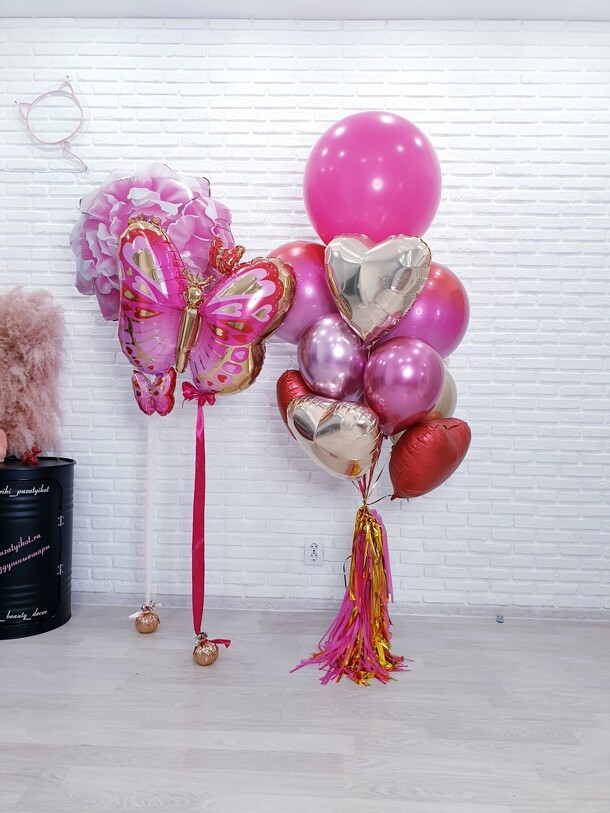 Композиция из шаров для девочки "бабочка", артикул F1392963 - 7990 рублей, доставка по городу. Flawery - доставка цветов