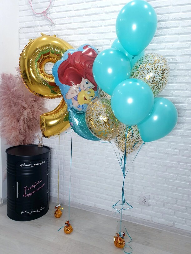 Сет из шаров для девочки русалочка, артикул F1393056 - 3790 рублей, доставка по городу. Flawery - доставка цветов
