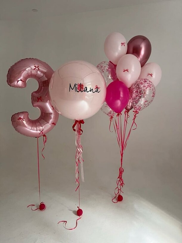 Набор из шаров с цифрой для девочки, артикул F1400767 - 6950 рублей, доставка по городу. Flawery - доставка цветов