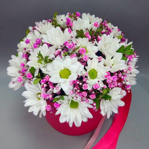 Ромашки и гипсофила, артикул F1121022 - 2600 рублей, доставка по городу. Flawery - доставка цветов