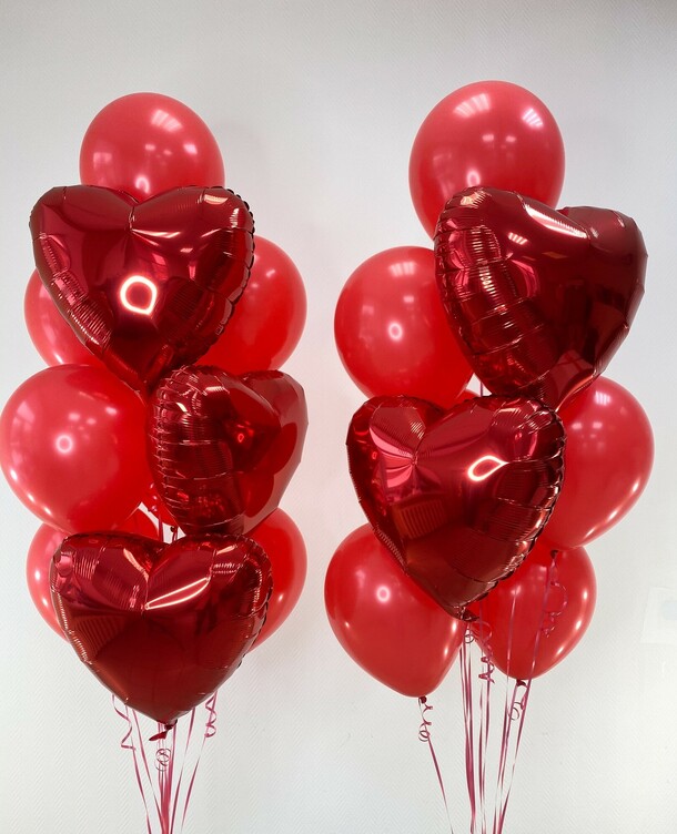 Набор гелиевых шаров с сердцами, артикул F1335377 - 4300 рублей, доставка по городу. Flawery - доставка цветов