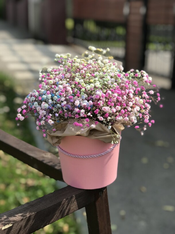 Коробочка с гипсофилой, артикул F1395648 - 6485 рублей, доставка по городу. Flawery - доставка цветов