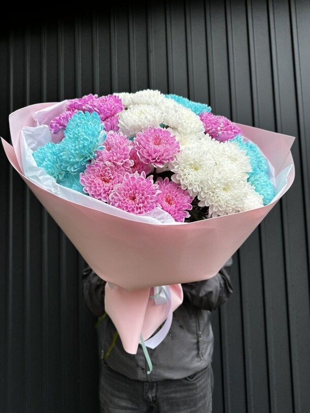 9 хризантем микс, артикул F1421134 - 4090 рублей, доставка по городу. Flawery - доставка цветов