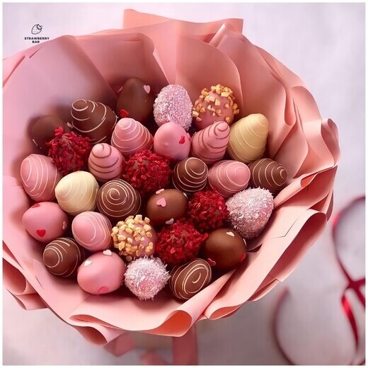 Букет из клубники в шоколаде «изео», артикул F1100623 - 8216 рублей, доставка по городу. Flawery - доставка цветов