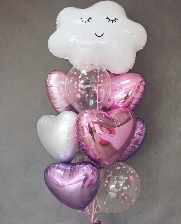 Фонтан из шаров облачко в сердцах, артикул F1420706 - 4500 рублей, доставка по городу. Flawery - доставка цветов