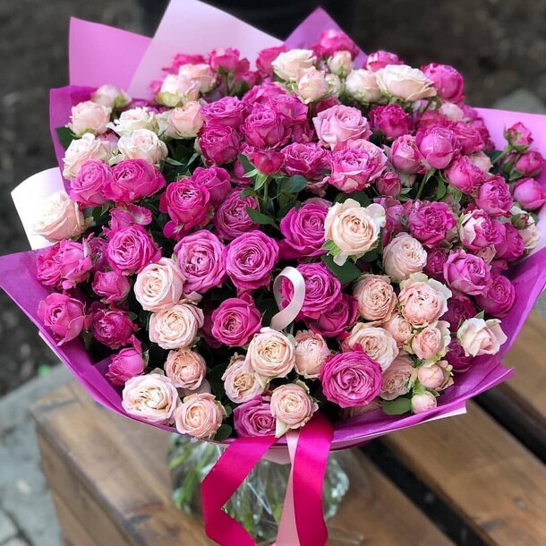 Пионовидные розы, артикул F1237087 - 15400 рублей, доставка по городу. Flawery - доставка цветов