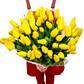 Букет из 51 отборного желтого тюльпана в прозрачной упаковке