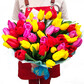 Букет из 51 отборного тюльпана в дизайнерской упаковке
