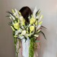 Премиум композиция из стабилизированных цветов, вечный букет 85, зеленый букет
