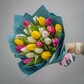 Букет живых цветов - 25 тюльпанов микс, размер М, высота 40 см, Голландия, арт: 142