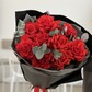 Букет красных французских роз с эвкалиптом «Страсть»