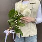Белые розы 3 шт под ленту