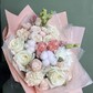 Авторский букет «Нежный зефирчик» (розы, хлопок, эустома)