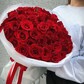 Букет 51 красная кенийская роза в нежном оформлении