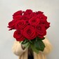Букет красных роз из 15 шт, красивый букет роз 50 см, букет живых цветов, Россия, арт: 1605-1