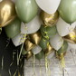 Воздушные шары под потолок: золото хром, матовые белый, матовый эвкалипт 25шт